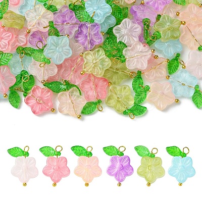 60Pcs 6 Colors Glass Pendants PALLOY-CJ00062-1