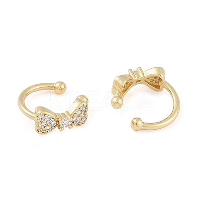 Brass Micro Pave Clear Cubic Zirconia Cuff Earring for Women EJEW-S225-19G-03-1