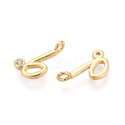 Brass Micro Pave Cubic Zirconia Charms KK-N263-97G-B-1