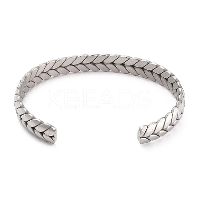 Non-Tarnish Unique Woven Wheat Cuff Bangle for Jewelry Gift STAS-B022-06P-1