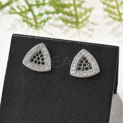 Brass Micro Pave Cubic Zirconia Stud Earrings for Women EJEW-G428-11P-03-1