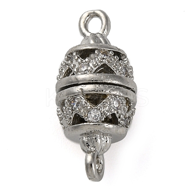 Brass Micro Pave Clear Cubic Zirconia Hollow Oval Connector Charms KK-A230-05B-P-1