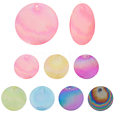 42Pcs 7 Colors Spray Painted Natural Capiz Shell Pendants SSHEL-SC0001-44-1