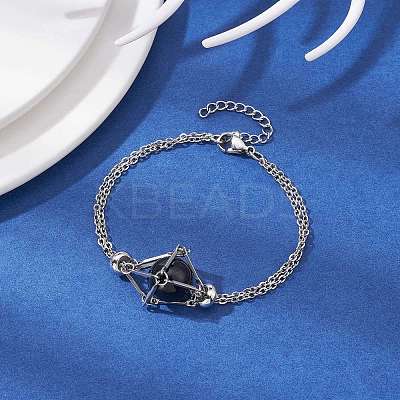 Tarnish Resistant 201 Stainless Steel Macrame Pouch Braided Gemstone Holder Bracelet Making BJEW-JB09620-02-1