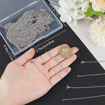30Pcs 304 Stainless Steel Flat Cable Chain Necklaces Set for Men Women STAS-BBC0004-99B-1
