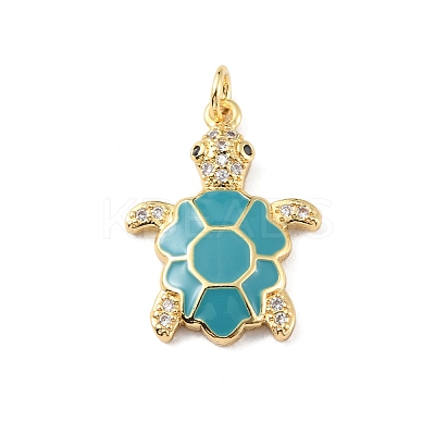 Rack Plating Brass Micro Pave Cubic Zirconia Pendants KK-C021-01G-02-1