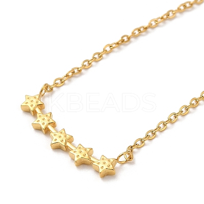 304 Stainless Steel Textured Star Pendant Necklaces for Women NJEW-H016-03G-1