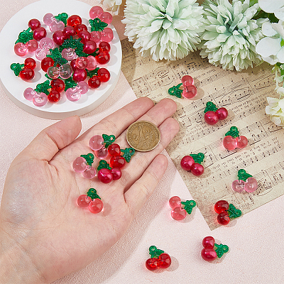 56Pcs 4 Colors Transparent Resin Pendants RESI-FH0001-64-1