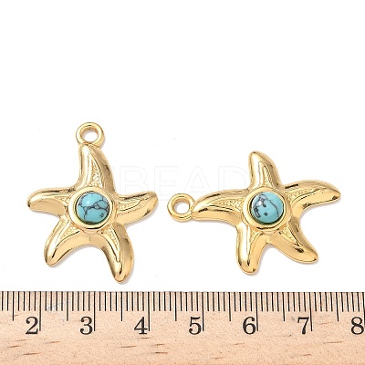 Dyed Synthetic Turquoise Sea Animal Pendants STAS-H483-33A-G-1