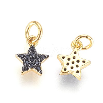 Brass Micro Pave Cubic Zirconia Charms X-ZIRC-G150-15A-1