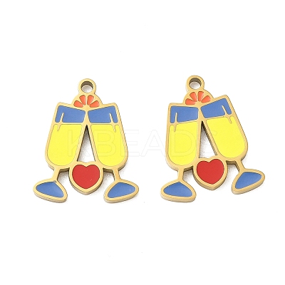304 Stainless Steel Enamel Pendants X1-STAS-G360-04G-07-1