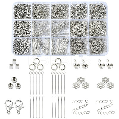 DIY Iron Eye Pin & Flat Head Pins & Bead Caps & Bead Tips Jewelry Making Findings Kits DIY-YW0010-20B-1