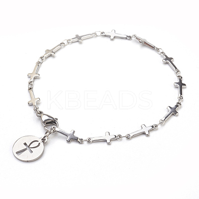 Tarnish Resistant 304 Stainless Steel Charm Bracelets BJEW-JB03864-02-1