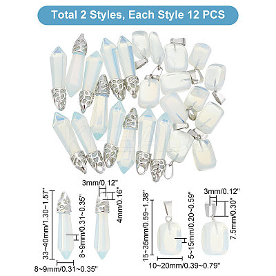 24Pcs 2 Styles Opalite Pendants G-UN0001-12A-1