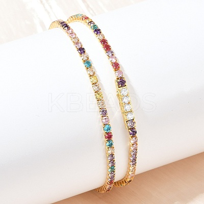 925 Sterling Silver Pave Colorful Cubic Zirconia Tennis Necklaces for Women NJEW-C096-01B-G01-1