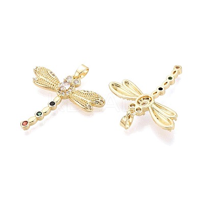 Brass Micro Pave Colorful Cubic Zirconia Pendants KK-T075-87G-1