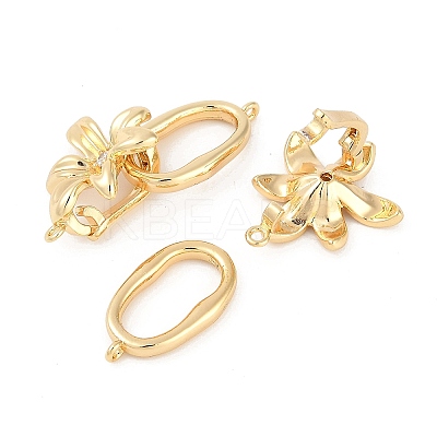 Brass Micro Pave Clear Cubic Zirconia Fold Over Clasps LS-KK-U043-17G-1