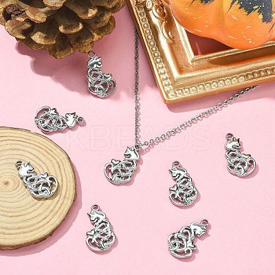 10Pcs 201 Stainless Steel Pendants STAS-CJ0002-34-1