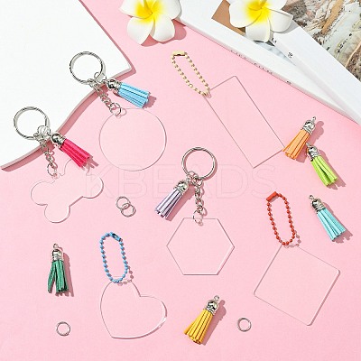 DIY Acrylic Pendant Keychain with Faux Suede Tassel Making Kits DIY-CJ0002-68-1