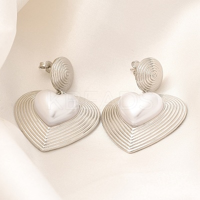 Rack Plating Heart Brass Dangle Stud Earrings EJEW-H143-16P-1