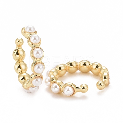 Acrylic Pearl Beaded Cuff Earrings EJEW-G288-06G-1