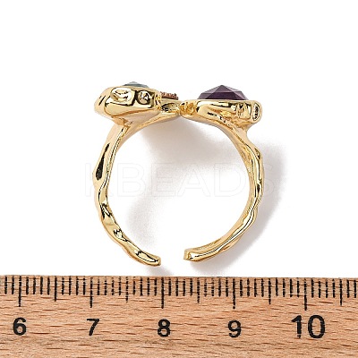 Natural Amethyst/Korean Jade/Agate Germ Cuff Rings RJEW-M076-05G-06-1