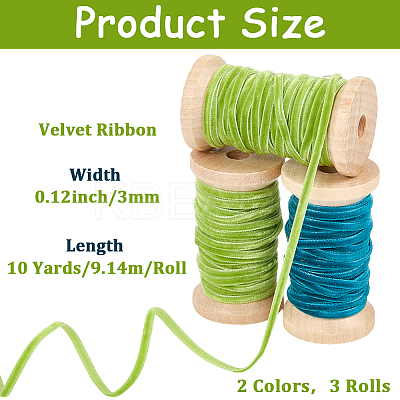 3 Rolls 2 Colors Velvet Ribbon OCOR-CP0001-20A-1