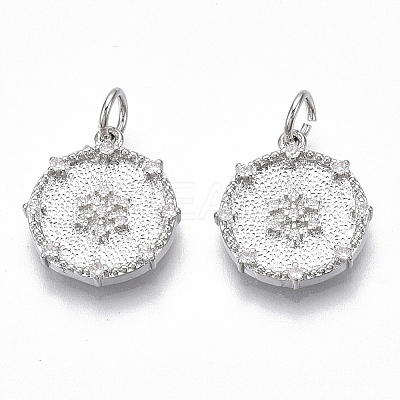 Brass Micro Pave Clear Cubic Zirconia Pendants KK-S356-016P-NF-1
