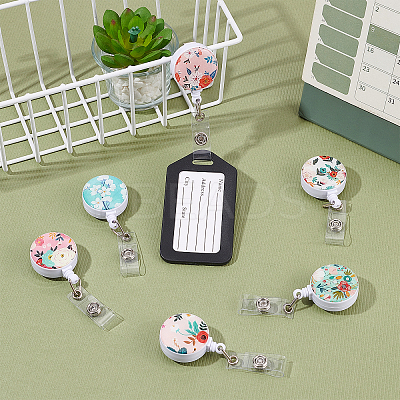 6Pcs 6 Colors Flat Round ABS Plastic Badge Reel AJEW-CA0002-09-1