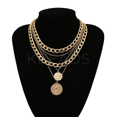 Alloy Disc Pendant Multi Layered Necklaces for Women FS-WGAC560-03-1