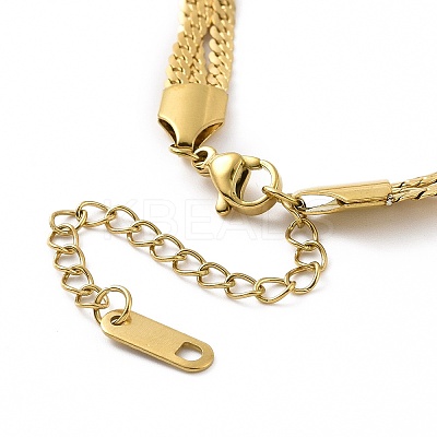 304 Stainless Steel Braided Cuban Link Chain Bracelet for Women LS-BJEW-P286-03G-1