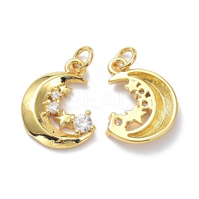 Brass Micro Pave Clear Cubic Zirconia Pendants ZIRC-L100-131G-1