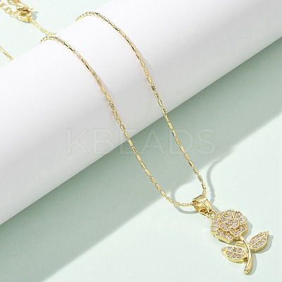 Brass Micro Pave Clear Cubic Zirconia Pendant Necklaces for Women LS-NJEW-M084-02G-01-1