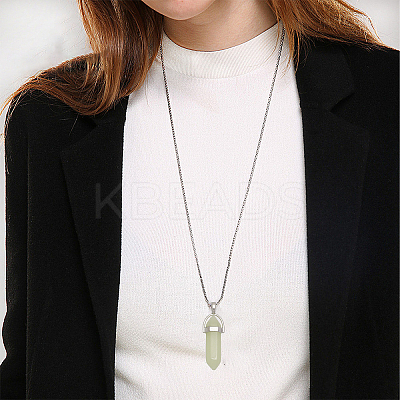9Pcs 9 Styles Synthetic Luminous Stone Double Terminal Pointed Pendants G-CA0001-72-1