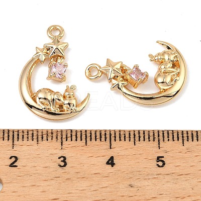 Brass Micro Pave Cubic Zirconia Pendants KK-C155-19G-02-1