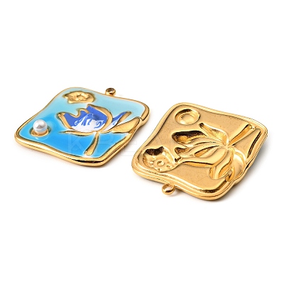 304 Stainless Steel Enamel Pendants STAS-Z145-10G-03-1