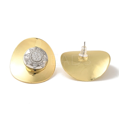 Rack Plating Brass Micro Pave Clear Cubic Zirconia Stud Earrings EJEW-B062-02GP-01-1