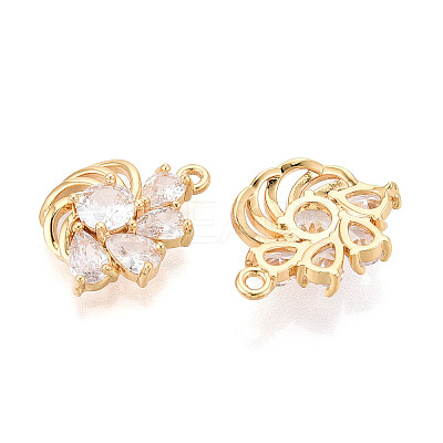 Brass Pave Clear Cubic Zirconia Pendants KK-T077-38G-1