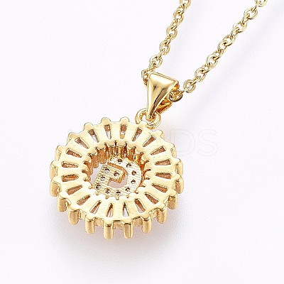 Brass Micro Pave Cubic Zirconia Initial Pendant Necklaces NJEW-H486-30G-G-1