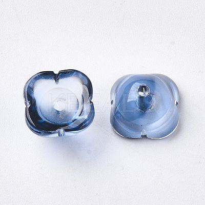 4-Petal Two Tone Transparent Spray Painted Glass Bead Caps LS-X-GGLA-S054-009D-01-1