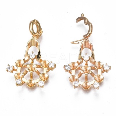 Brass Micro Pave Clear Cubic Zirconia Peg Bails Pendants KK-N232-231-1
