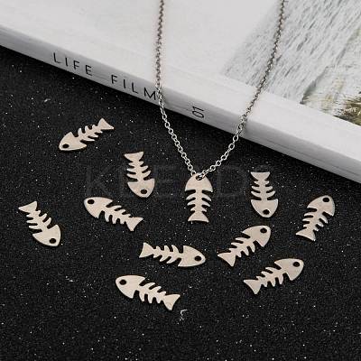 Tarnish Resistant Fishbone 201 Stainless Steel Pendants STAS-R071-19-1