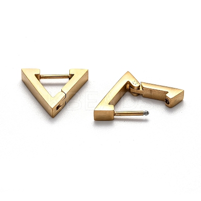 304 Stainless Steel Triangle Huggie Hoop Earrings STAS-J033-02A-G-1