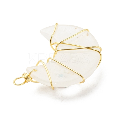 Natural Quartz Crystal Copper Wire Wrapped Pendants PALLOY-JF01639-05-1