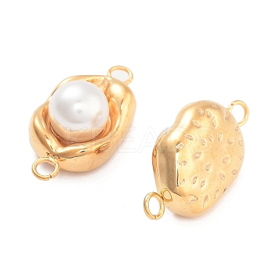 304 Stainless Steel Pave ABS Pearl Connector Charms STAS-S131-01G-1