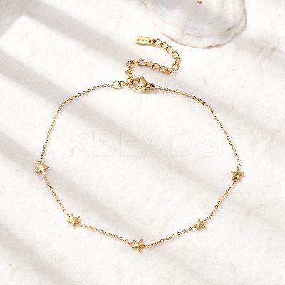 304 Stainless Steel Star Link Bracelets for Women BJEW-K237-20G-1