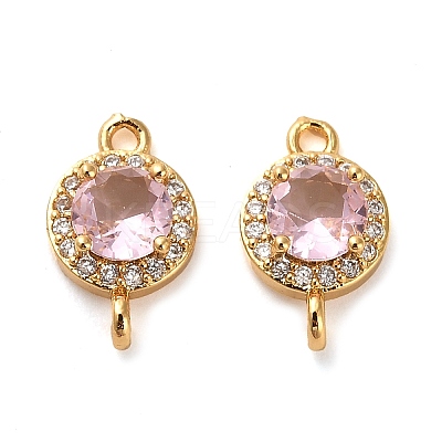 Brass Pave Cubic Zirconia Connector Charms X-KK-D093-09G-06-1