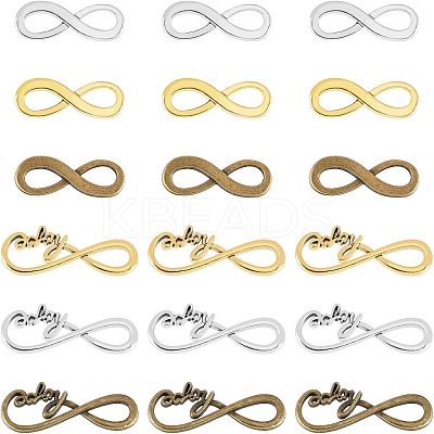 120Pcs 6 Styles Tibetan Style Alloy Infinity with Hope Connector Charms TIBE-FH0001-20-1
