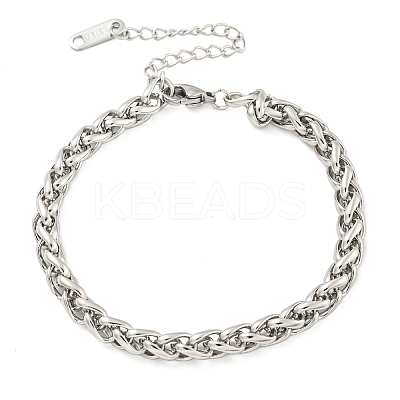 Non-Tarnish 304 Stainless Steel Wheat Chain Bracelets for Women LS-BJEW-G707-01P-1