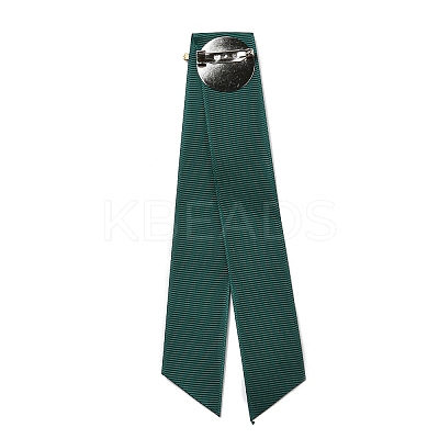 Christmas Polyester Ribbon Safety Pin Brooch JEWB-H012-01B-1
